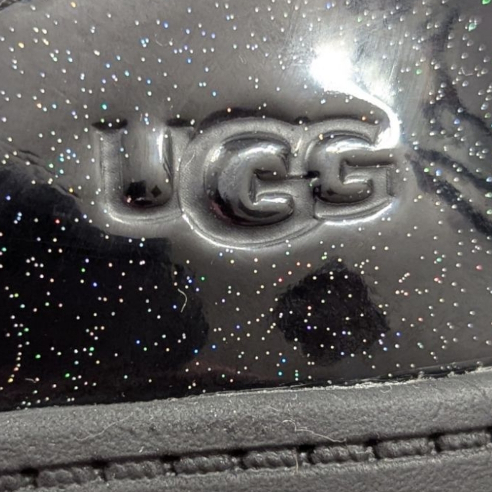 UGG | Kids Ashton Lace Up And Side Zipper |Black SparkleBoots | Sz 9/10 Toddler - Picture 7 of 10